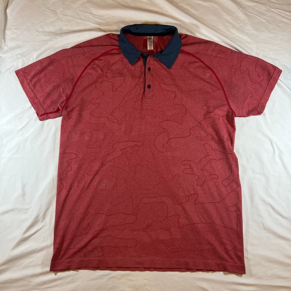 UNRL Camo Polo Shirt Mens XL Red Short Sleeve Stretch Performance Golf Gear